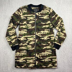 Sanctuary Jacket Womens Size L Camo City Topper Zip Front Longline Welt Pockets